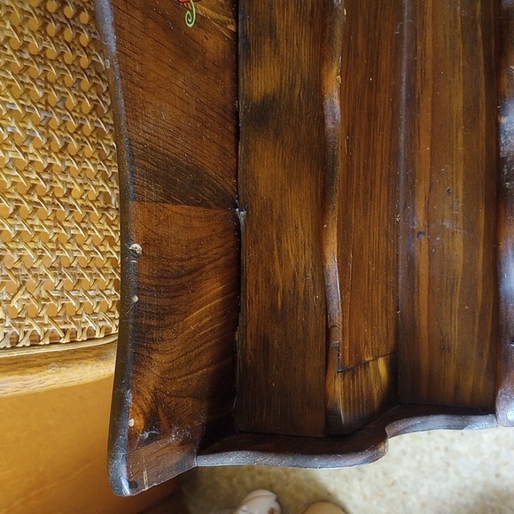 Vintage Brown Wood Kitchen Spice Rack w/ 3 Drawers. Strawberry & Floral Design - Picture 9 of 9